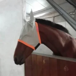 Cheval Energy Masque Anti-Mouches avec Oreilles - Blanc / Orange